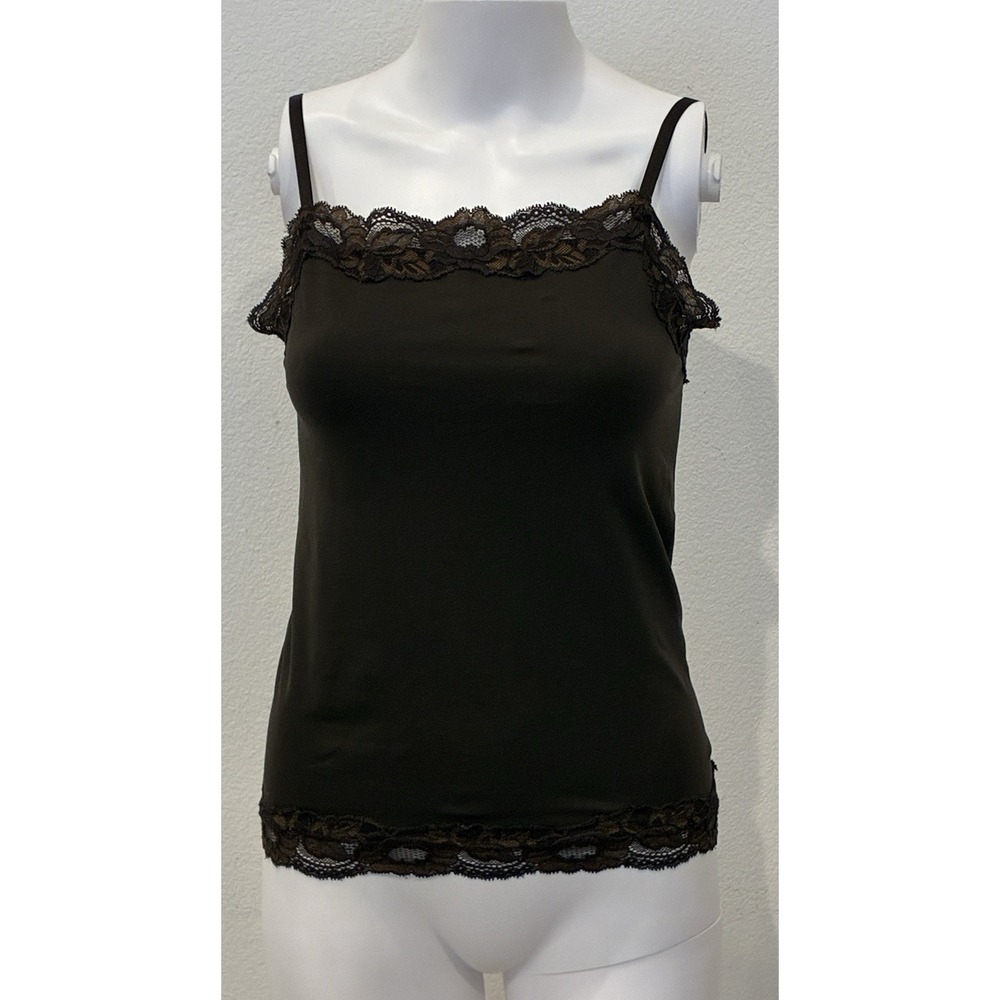 Ann Taylor‎ Brown Lace Trim Cami  Size S Y2k Coquette Forest Fairy Feminine